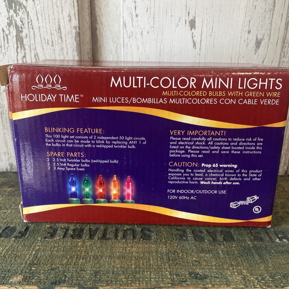 Holiday‎ Time 100 MULTI-COLOR Mini Lights Christmas String Lights Green Wire NEW - Picture 5 of 9